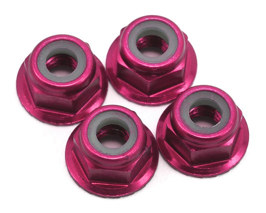 Aluminum Flanged Nylon Lock Nuts 4mm Pink (4) (TRA1747P)