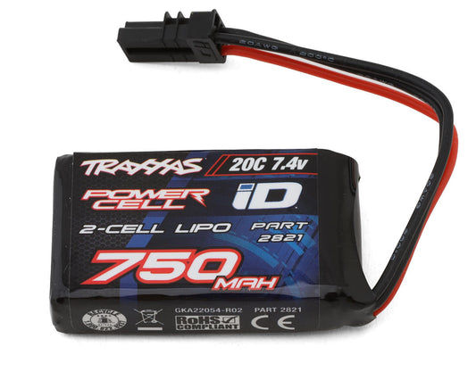 750mAh 7.4V 20C 2S Power Cell LiPo Battery Pack with Mini Traxxas ID Plug for TRX-4M (TRA2821)