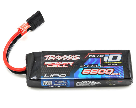 5800mAh 7.4V 25C 2S Power Cell LiPo Battery Pack with Traxxas ID Plug (TRA2843X)