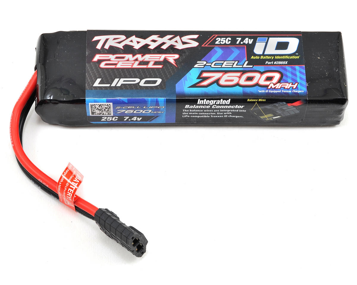 7600mAh 7.4V 25C 2S Power Cell LiPo Battery Pack with Traxxas ID Plug (TRA2869X)