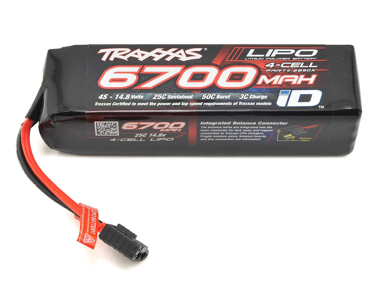 6700mAh 14.8V 25C 4S Power Cell Long LiPo Battery Pack with Traxxas ID Plug (TRA2890X)