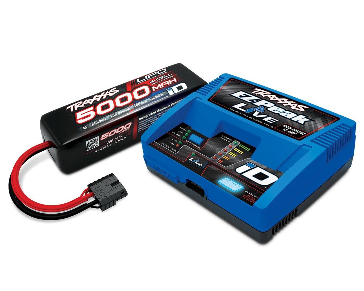 5000mAh 25C 4S LiPo Battery with EZ-Peak Live Charger Completer Pack (TRA2996X)