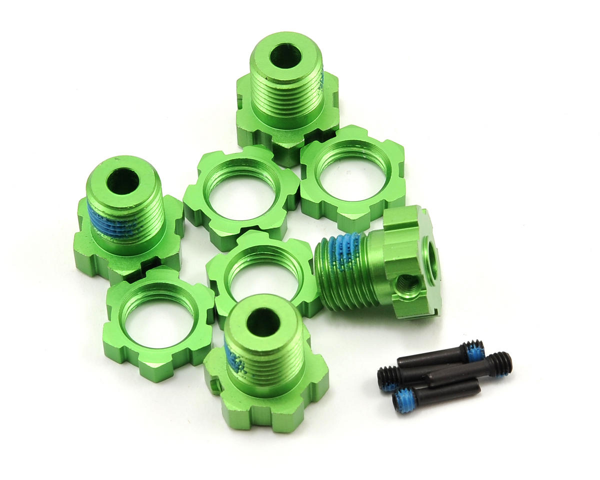 Aluminum Spined Wheel Hubs and Nuts 17mm Green for E-Maxx/Revo/Summit/T-Maxx (4) (TRA5353G)
