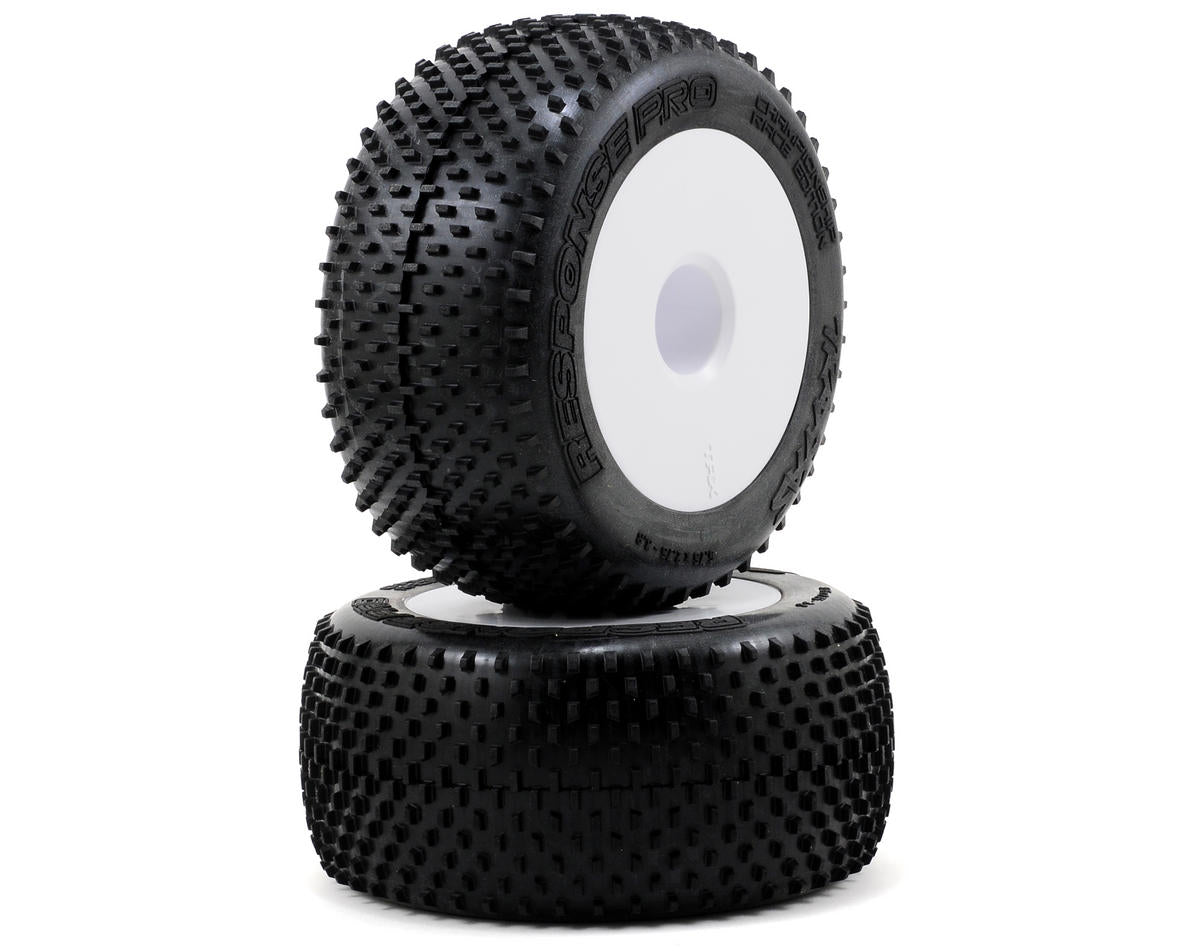 Response Pro 3.8" Narrow Knob Premounted Tires with 17mm Hex White Dished Wheels for Revo (2) (TRA5375R)