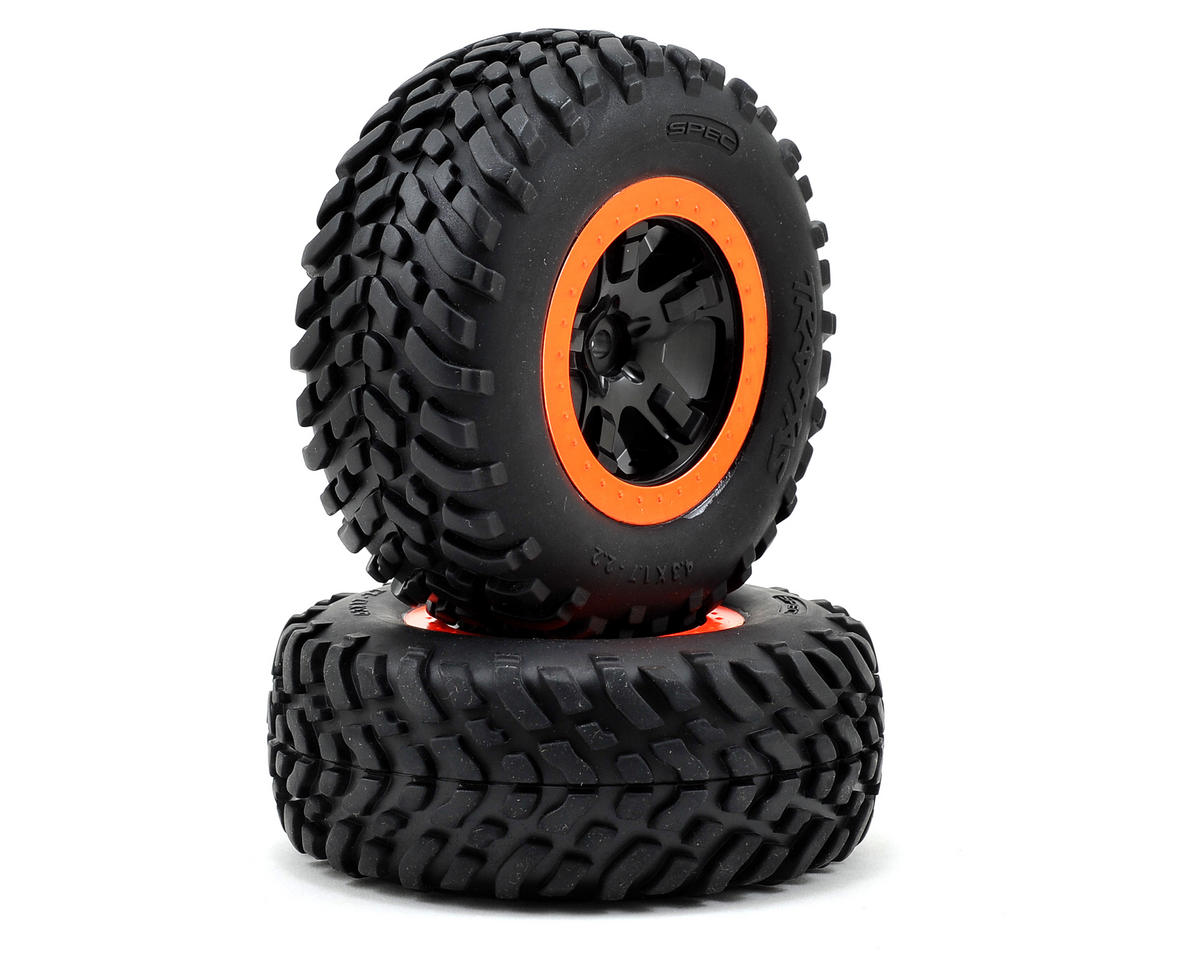 OFR 2.2/3.0 SCT Premounted Tires with Black/Orange Wheels for Slash Rear/Slash 4x4 (2) (TRA5863)