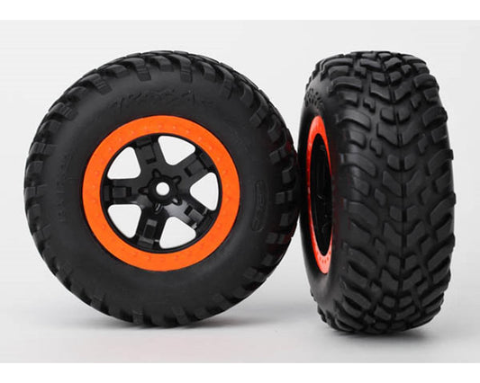 OFR 2.2/3.0 SCT S1 Compound Premounted Tires with Black/Orange Wheels for Slash Rear/Slash 4x4 (2) (TRA5863R)