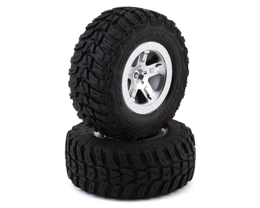 Kuhmo Venture MT 2.2/3.0 SCT Premounted Tires with Satin ChromeWheels for Slash Rear/Slash 4x4 (2) (TRA5880X)