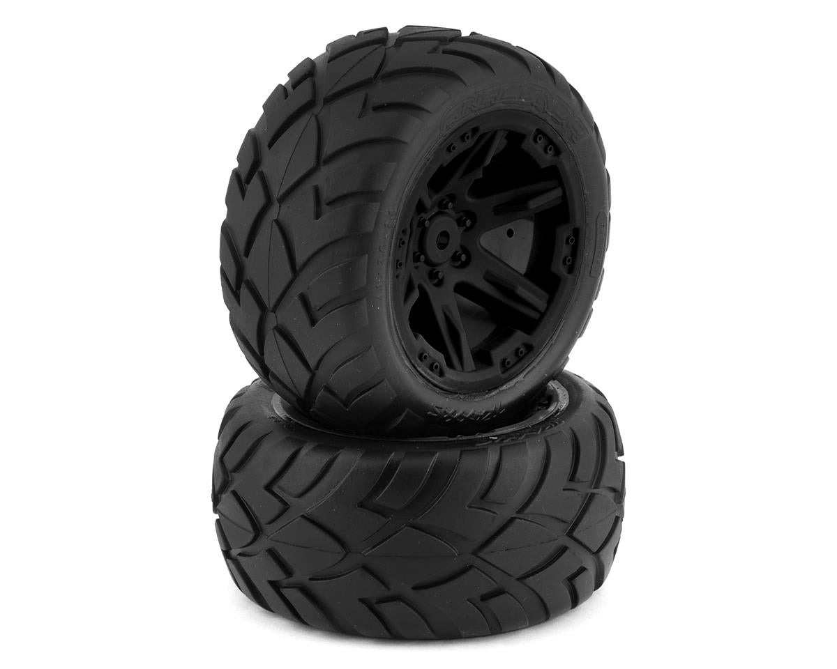 Anaconda 2.8" Premounted Tires with Black RXT Wheels for Rustler/Stampede Rear (2) (TRA6768)