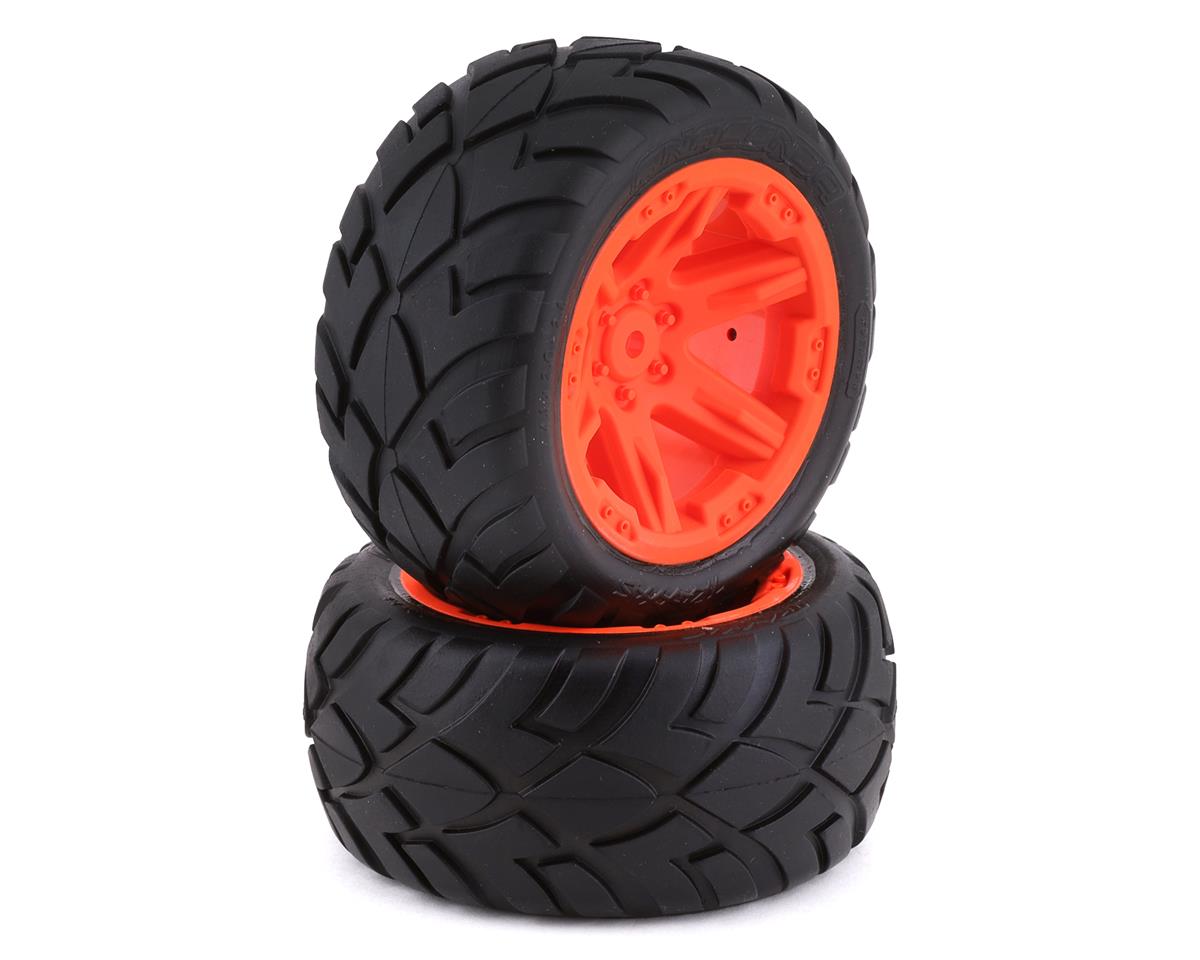 Anaconda 2.8" Premounted Tires with Orange RXT Wheels for Rustler/Stampede Rear (2) (TRA6768A)