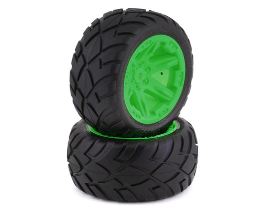 Anaconda 2.8" Premounted Tires with Green RXT Wheels for Rustler/Stampede Rear (2) (TRA6768G)