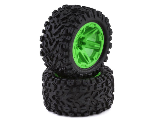 Talon EXT 2.8" Premounted Tires with Green RXT Wheels for Rustler/Stampede Front and Rustler 4X4/Stampede 4x4 (2) (TRA6773G)