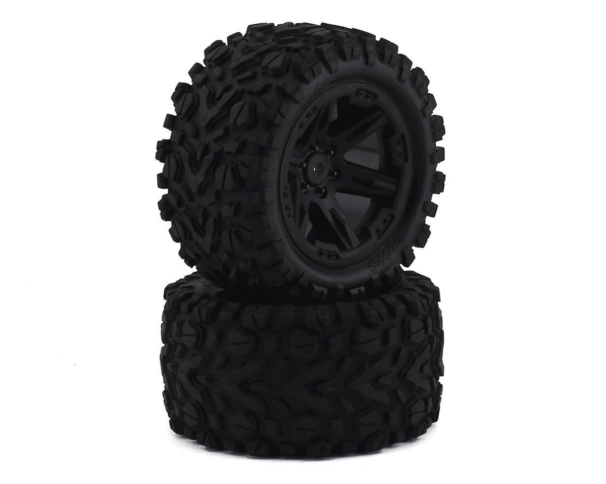 Talon EXT 2.8" Premounted Tires with Black RXT Wheels for Rustler/Stampede Rear (2) (TRA6774)