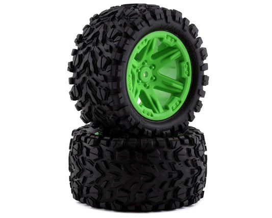 Talon EXT 2.8" Premounted Tires with Green RXT Wheels for Rustler/Stampede Rear (2) (TRA6774G)