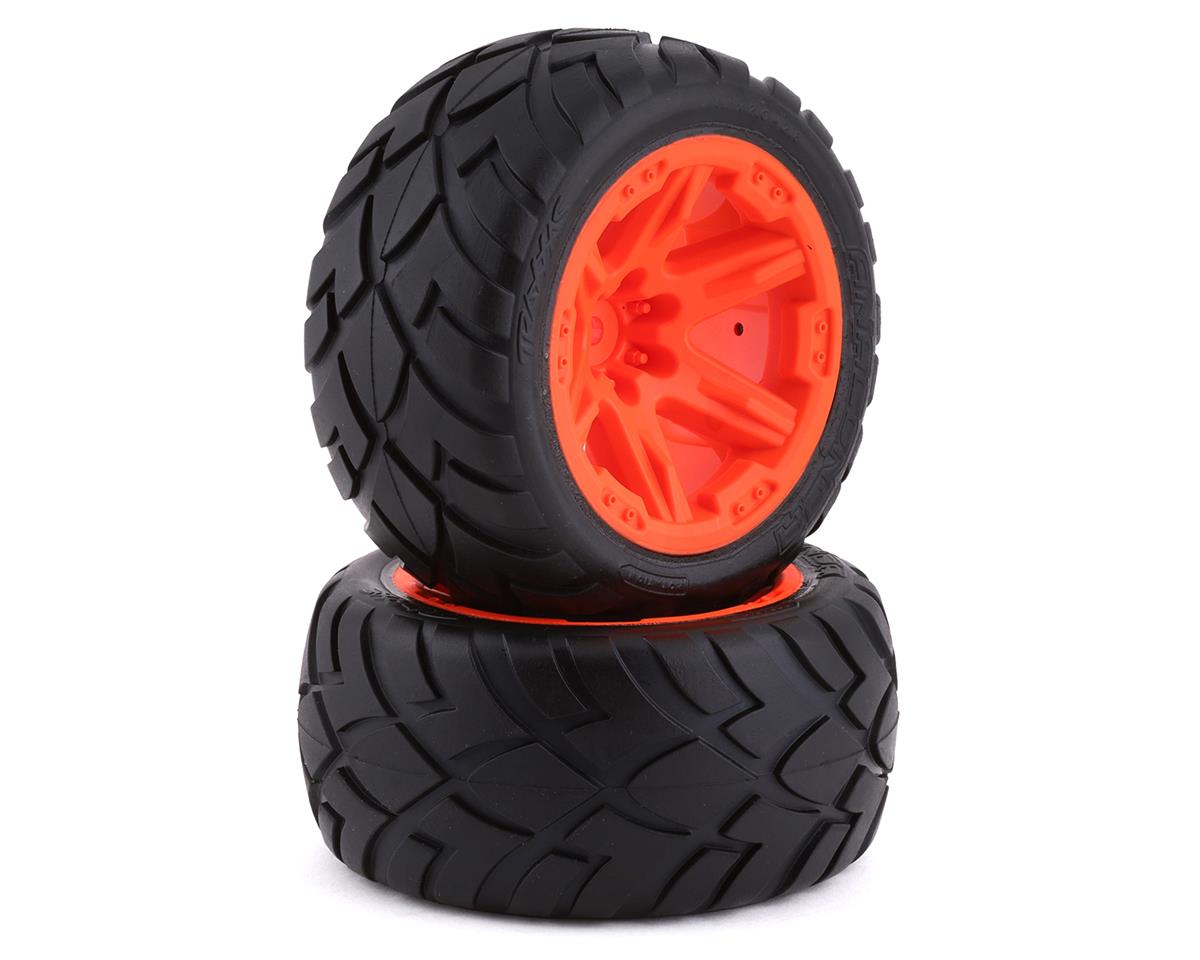 Anaconda 2.8" Premounted Tires with Orange RXT Wheels for Rustler/Stampede Front/Rustler 4x4/Stampede 4x4 (2) (TRA6775A)