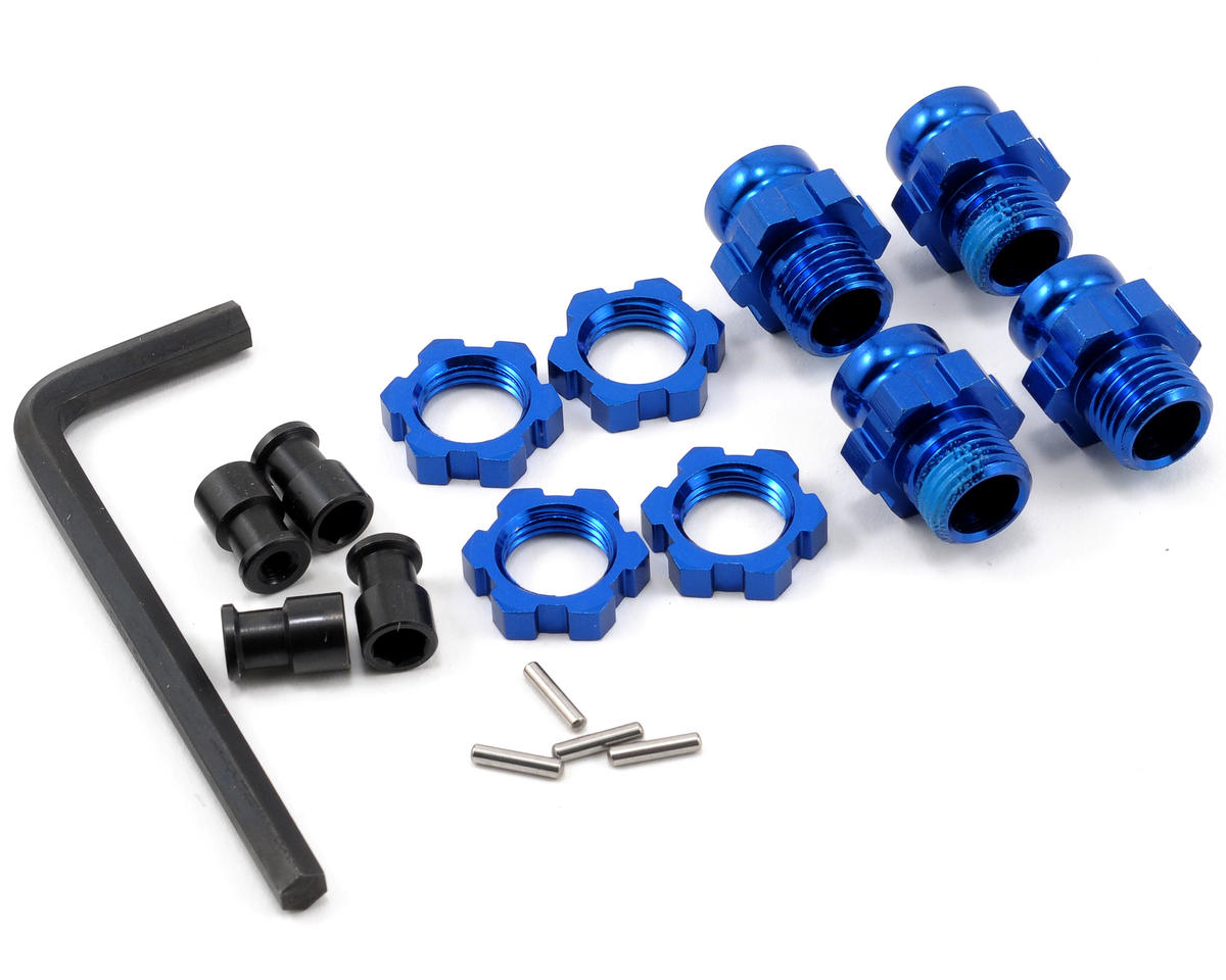 Aluminum Wheel Adapters 17mm Blue for Hoss/Rally/Slash 4x4/Stampede 4x4 (4) (TRA6856X)