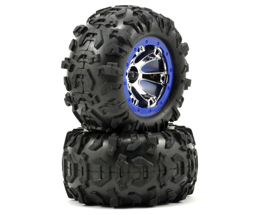 Canyon AT Premounted Tires with Chrome/Blue Geode Wheels for 1/16 Summit (2) (TRA7274)