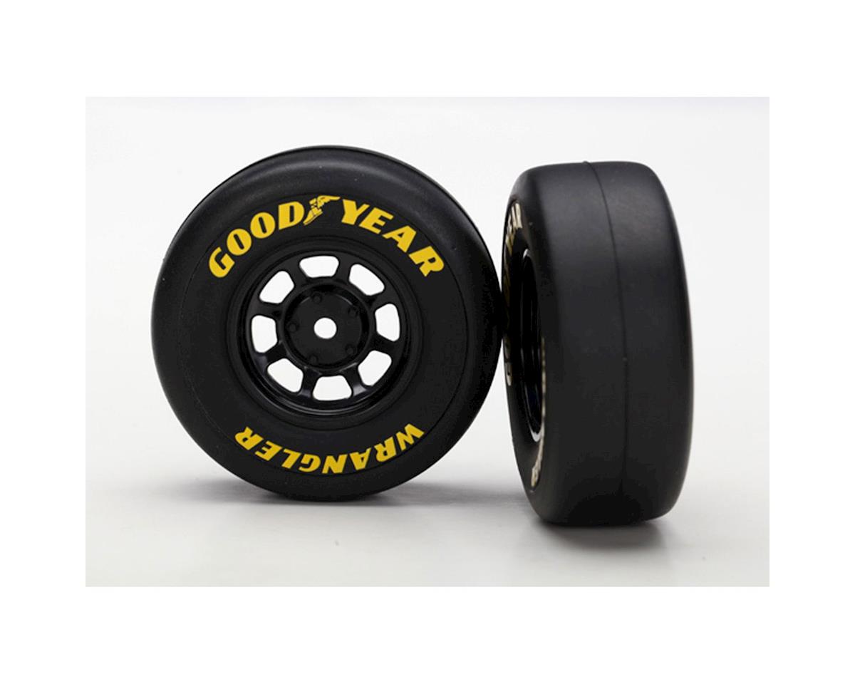 Goodyear Wrangler 1.9" Premounted Tires with Black Wheels for Funny Car (2) (TRA7378)