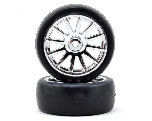 Slick Premounted Tires with Chrome 12-Spoke Wheels for Latrax Rally (2) (TRA7573)