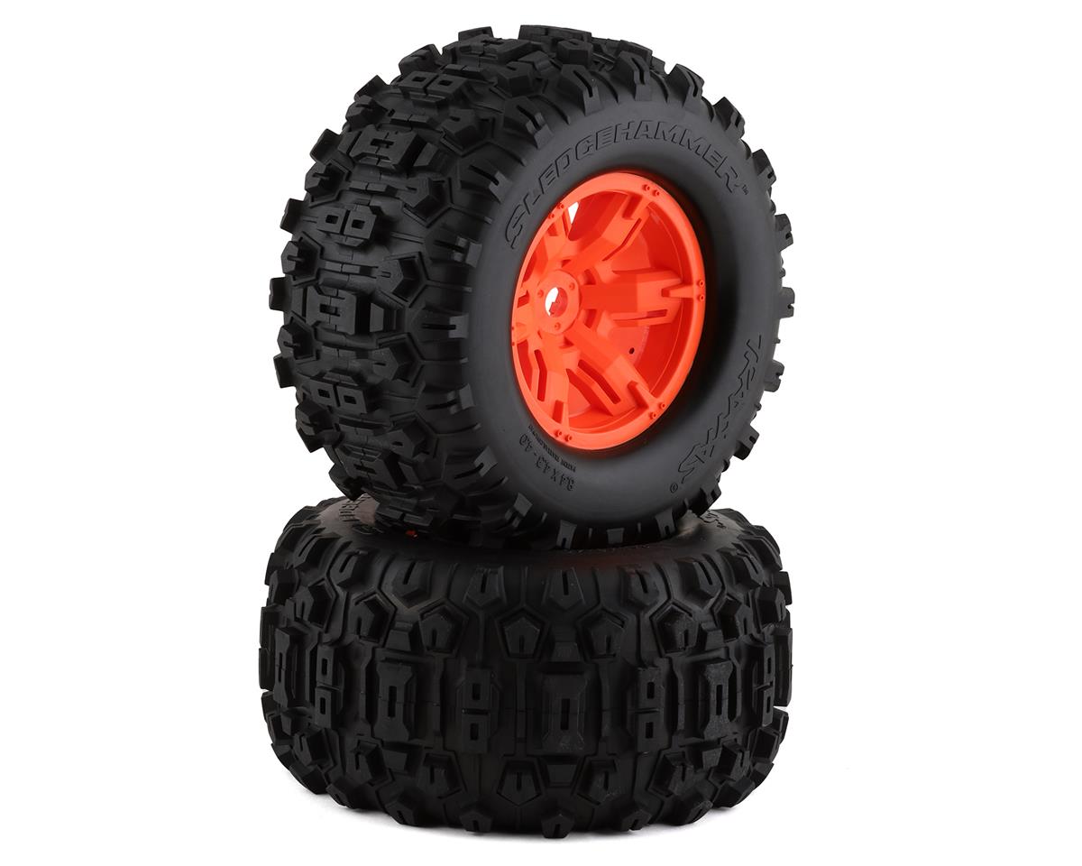 Sledgehammer Premounted Tires with Orange Wheels for X-Maxx (2) (TRA7774T)