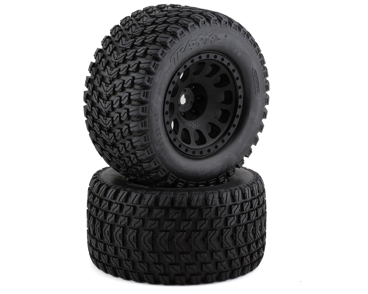 Gravix Premounted Tires with Black Race Wheels for XRT (2) (TRA7872)