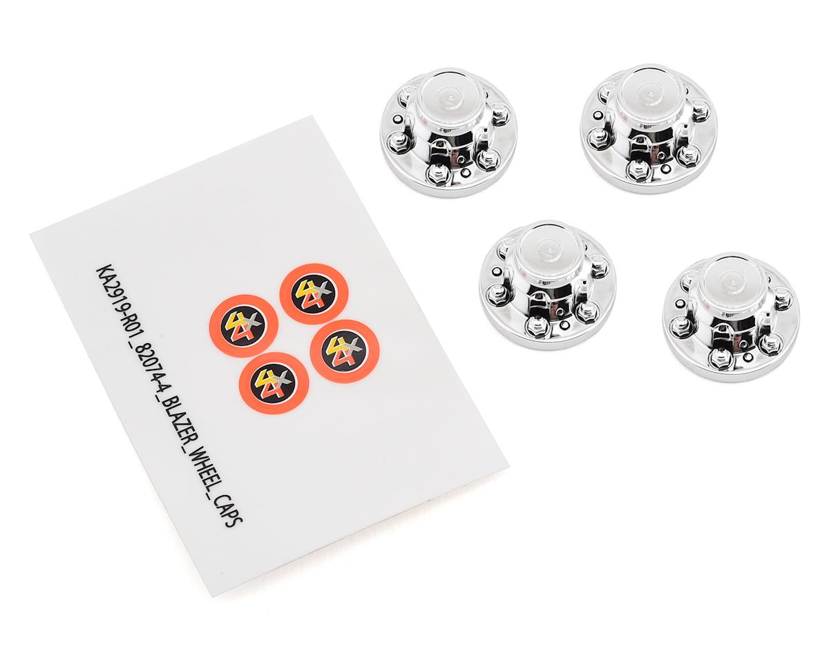 Center Wheel Caps Chrome (Requires TRA8255A) with Decals for TRX-4 (4) (TRA8164)