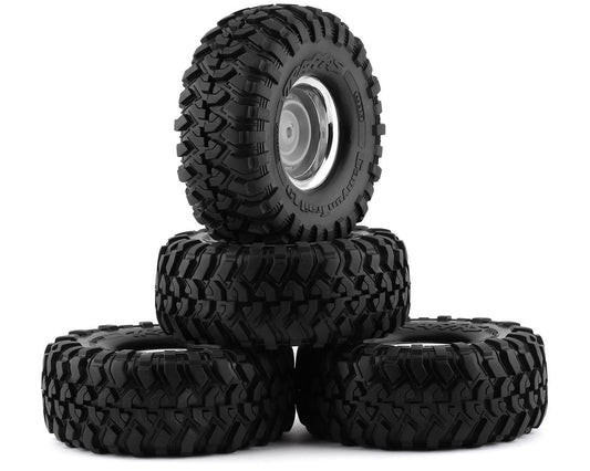 Canyon Trail 1.9" Premounted Tires with Blazer Wheels and Chrome Center Caps for TRX-4 (4) (TRA8166X)