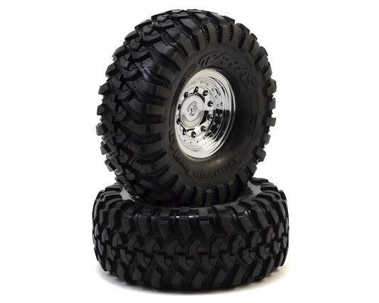 Canyon Trail 1.9" Premounted Tires with Chrome Bronco Wheels for TRX-4 (2) (TRA8177)