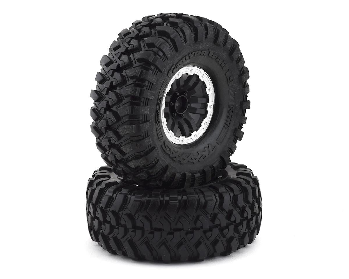 Canyon Trail 1.9" S1 Compound Premounted Tires with Black/Satin Chrome Split Spoke Wheels for TRX-4 (2) (TRA8272X)