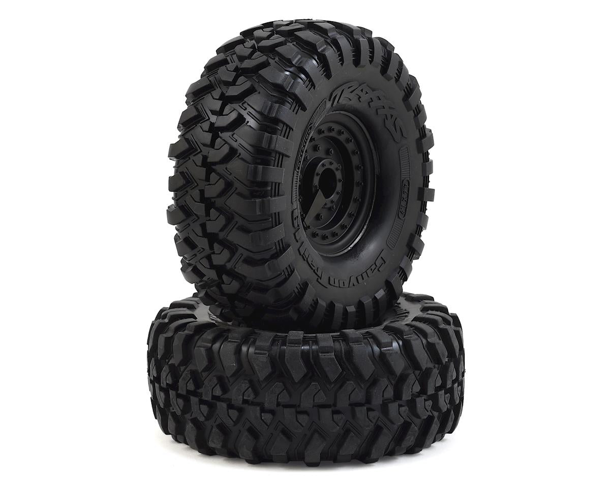 Canyon Trail 1.9" S1 Compound Premounted Tires with Black Tactical Wheels for TRX-4 (2) (TRA8273)