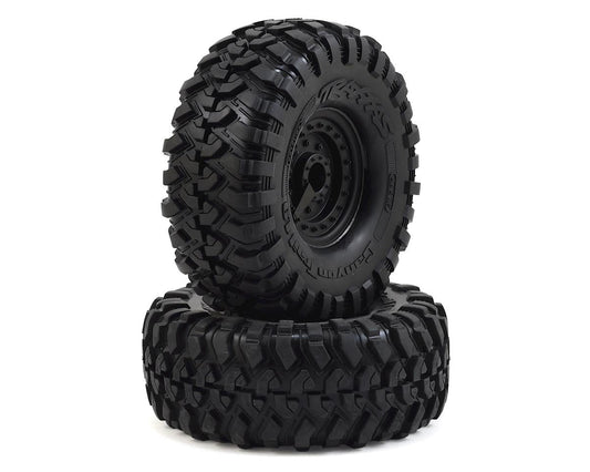 Canyon Trail 1.9" S1 Compound Premounted Tires with Black Tactical Wheels for TRX-4 (2) (TRA8273)