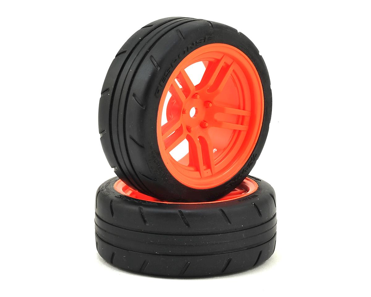 Response Touring 1.9" Front Premounted Tires with Orange Split-Spoke Wheels for 4-Tec 2.0 (2) (TRA8373A)