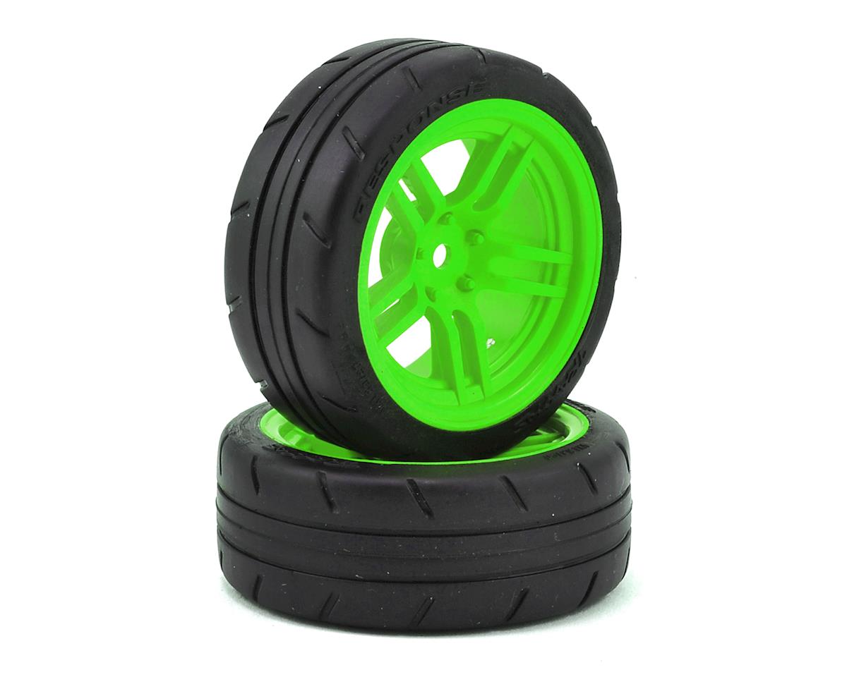 Response Touring 1.9" Front Premounted Tires with Green Split-Spoke Wheels for 4-Tec 2.0 (2) (TRA8373G)
