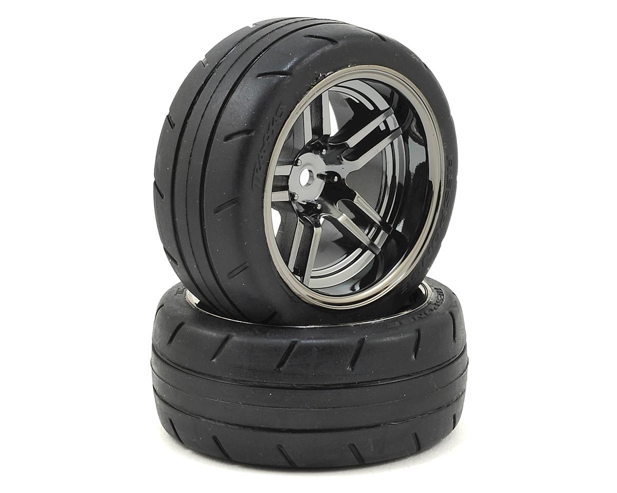 Response Touring 1.9" Extra Wide Rear Premounted Tires with Black Chrome Split-Spoke Wheels for 4-Tec 2.0 (2) (TRA8374)