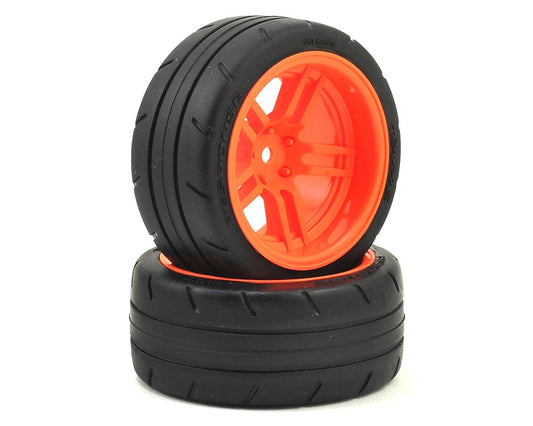 Response Touring 1.9" Extra Wide Rear Premounted Tires with Orange Split-Spoke Wheels for 4-Tec 2.0 (2) (TRA8374A)