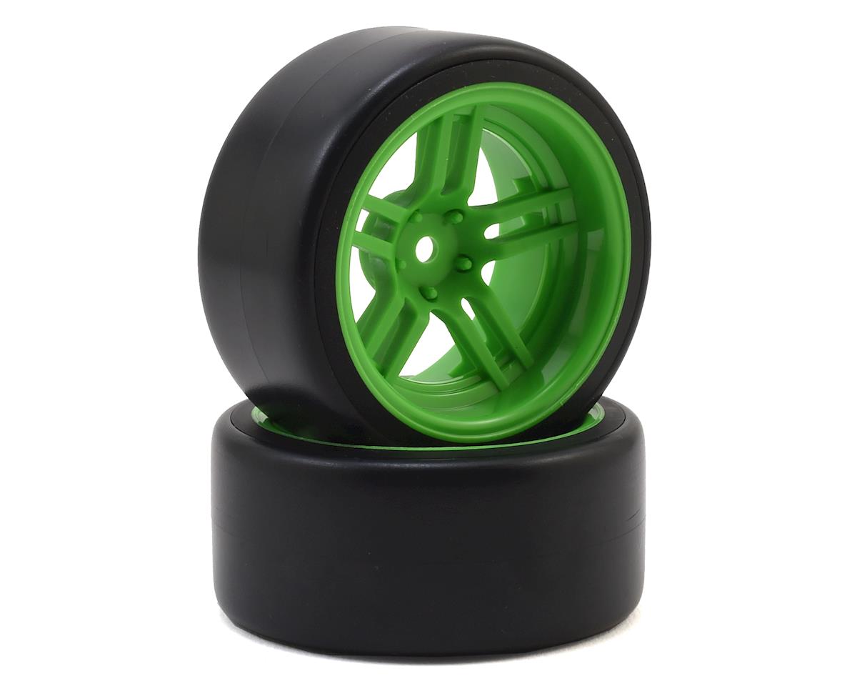 Drift 1.9" Rear Premounted Tires with Green Split-Spoke Wheels for 4-Tec 2.0 (2) (TRA8377G)