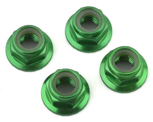 Aluminum Flanged Lock Nuts 5mm Green for Maxx/UDR (4) (TRA8447G)