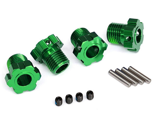 Aluminum 17mm Splined Wheel Hub Hex (4) Green for E-Revo 2.0/Maxx/Sledge (4) (TRA8654G)