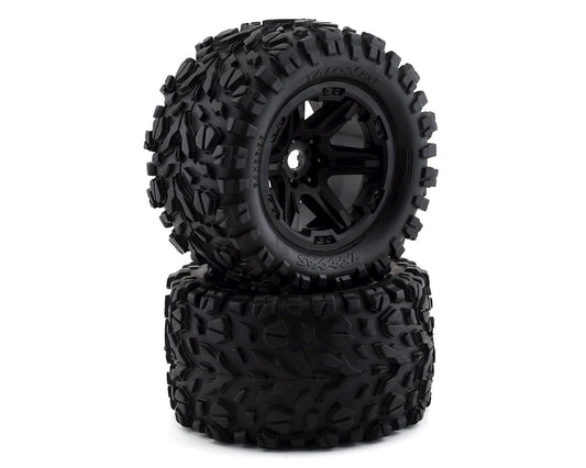 Talon EXT 3.8" Premounted Tires with Black Wheels for E-Revo 2.0 (2) (TRA8672)