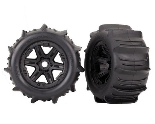 Paddle 3.8" Premounted Tires with Black Wheels for E-Revo 2.0 (2) (TRA8674)