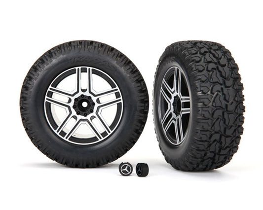 Mercedes-Benz G 63 2.6" Premounted Tires with Black/Satin Chrome Wheels and Center Caps for TRX-4 (2) (TRA8872)