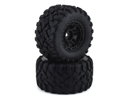 All Terrain Premounted Tires with Black Wheels for Maxx (2) (TRA8972)