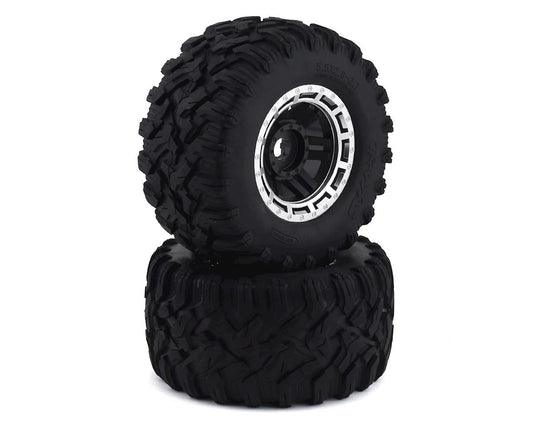 All Terrain Premounted Tires with Black/Chrome Wheels for Maxx (2) (TRA8972X)