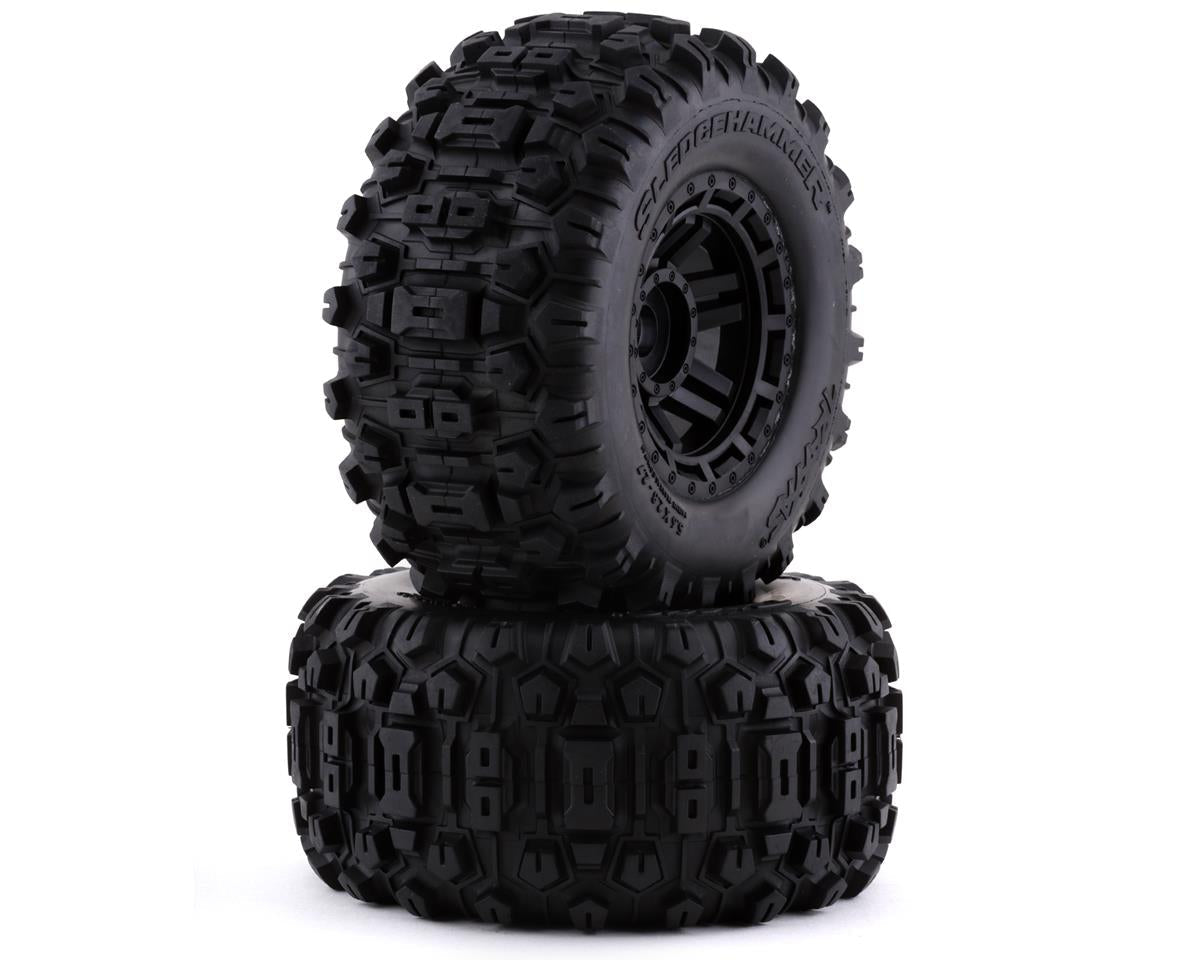 Sledgehammer Premounted Tires with BlackWheels for Maxx (2) (TRA8973)