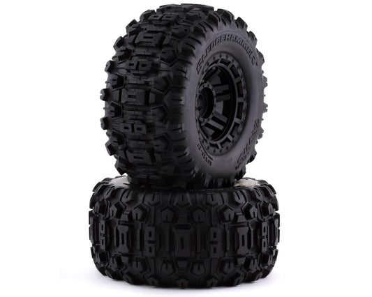 Sledgehammer Premounted Tires with BlackWheels for Maxx (2) (TRA8973)