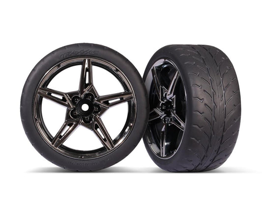 Response 2.1" Rear Premounted Tires with Black Chrome Split-Spoke Wheels for 4-Tec 3.0 (2) (TRA9371)