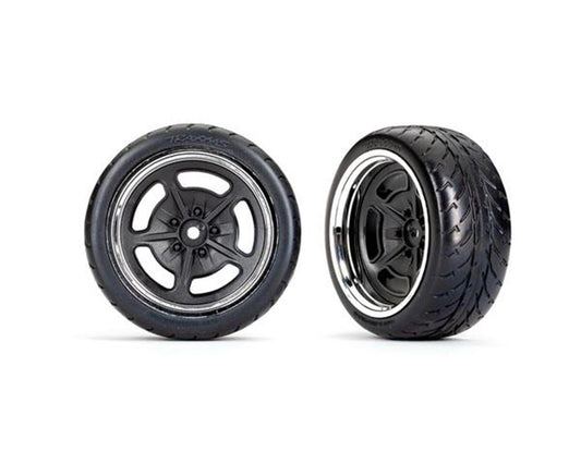 Response 2.1" Rear Premounted Tires with Black/Chrome Split-Spoke Wheels for 4-Tec 3.0 (2) (TRA9373)