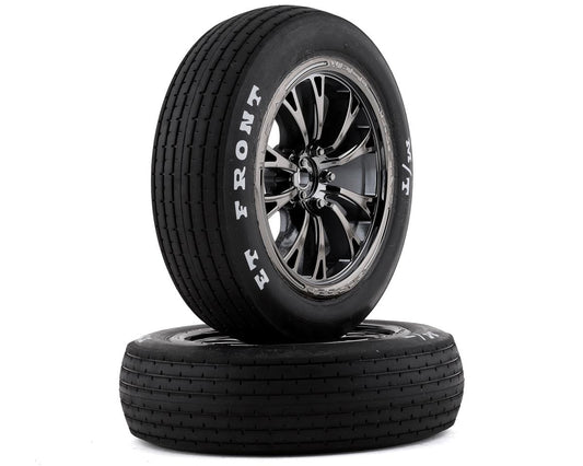 Mickey Thompson ET Front Premounted Tires with Black Chrome Weld Wheels for Drag Slash (2) (TRA9474X)