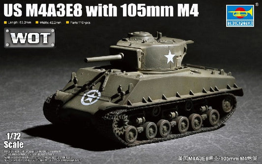 1/72 US M4A3E8 Tank with 105mm M4 Gun Plastic Model Kit (TSM7168)