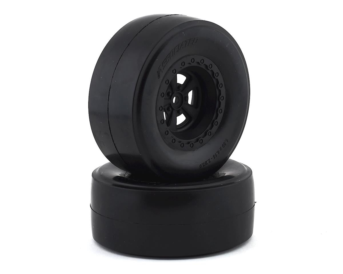 Slick 2.2/3.0 SCT Premounted Tires with Black Wheels for 1/10 Drag Racing Rear (2) (ASC71072)