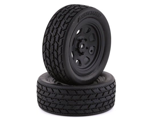 Street Stock Premounted Tires with Black Wheels for SR10 Front (2) (ASC71194)